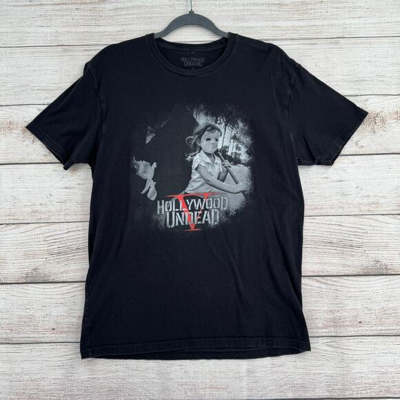 Hollywood Undead V 2017 Tour T-Shirt Mens Medium Black Red Concert Merch - Picture 1 of 7